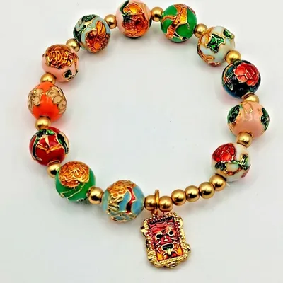 Bracelet porte bonheur extensible perles émaillées